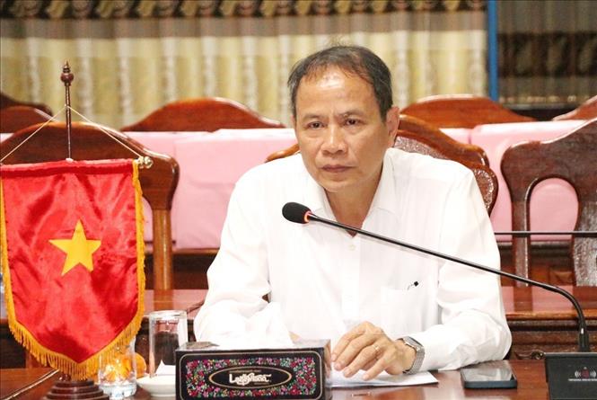 Ông Thiều Việt Dũng, Phó Trưởng ban Quản lý Khu kinh tế mở Chu Lai, phát biểu tại Hội nghị. Ảnh: Xuân Tú - PV TTXVN tại Lào