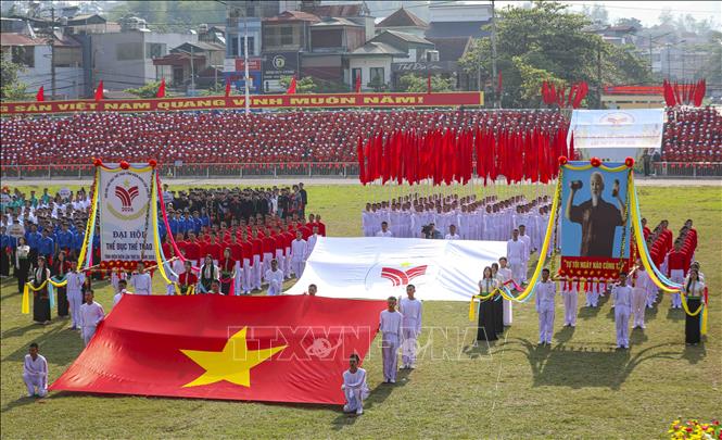Lễ khai mạc Đại hội Thể dục thể thao tỉnh Điện Biên lần thứ XII. Ảnh: Xuân Tư - TTXVN