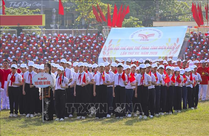 Khối Thiếu niên, Nhi đồng tham gia Đại hội. Ảnh: Xuân Tư - TTXVN