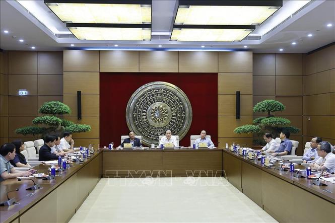 Chủ tịch Quốc hội Trần Thanh Mẫn, Trưởng ban Ban Chỉ đạo về tổng rà soát hệ thống văn bản quy phạm pháp luật phát biểu. Ảnh: Doãn Tấn - TTXVN
