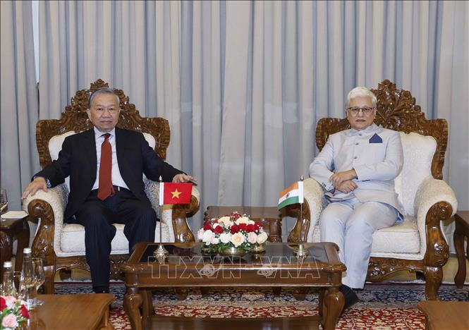 Tổng Bí thư, Chủ tịch nước Tô Lâm tiếp Thống đốc bang Maharashtra Shri Jishnu Dev Varma. Ảnh: Thống Nhất – TTXVN