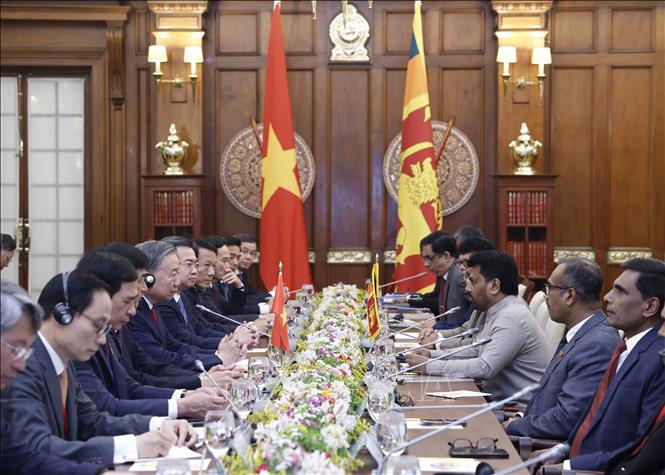 Tổng Bí thư, Chủ tịch nước Tô Lâm và Tổng thống Sri Lanka Anura Kumara Dissanayake hội đàm. Ảnh: Thống Nhất – TTXVN