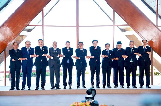 Thủ tướng Chính phủ Lê Minh Hưng và các Trưởng đoàn tham dự Phiên họp hẹp Hội nghị Cấp cao ASEAN lần thứ 48. Ảnh: Dương Giang – TTXVN
