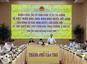 Quốc hội làm việc với Cần Thơ về mục tiêu tăng trưởng 2 con số