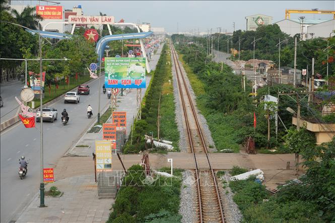 Tuyến đường sắt Hà Nội - Hải Phòng chạy qua địa bàn xã Như Quỳnh, Hưng Yên-TTXVN