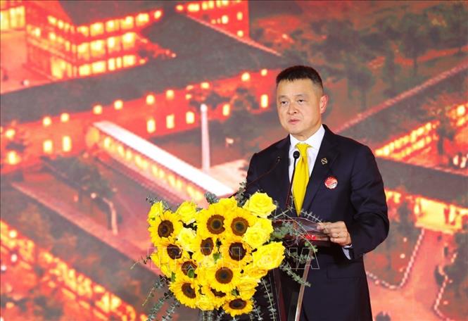 Ông Đặng Minh Trường, Chủ tịch HĐQT Tập đoàn Sun Group phát biểu tại Lễ động thổ. Ảnh: Xuân Tư - TTXVN