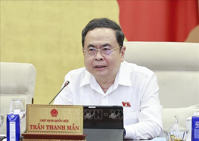 Chủ tịch Quốc hội Trần Thanh Mẫn phát biểu. Ảnh: Doãn Tấn - TTXVN