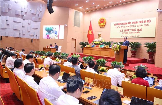 Bí thư Thành ủy Hà Nội Trần Đức Thắng phát biểu chỉ đạo. Ảnh: Văn Điệp – TTXVN