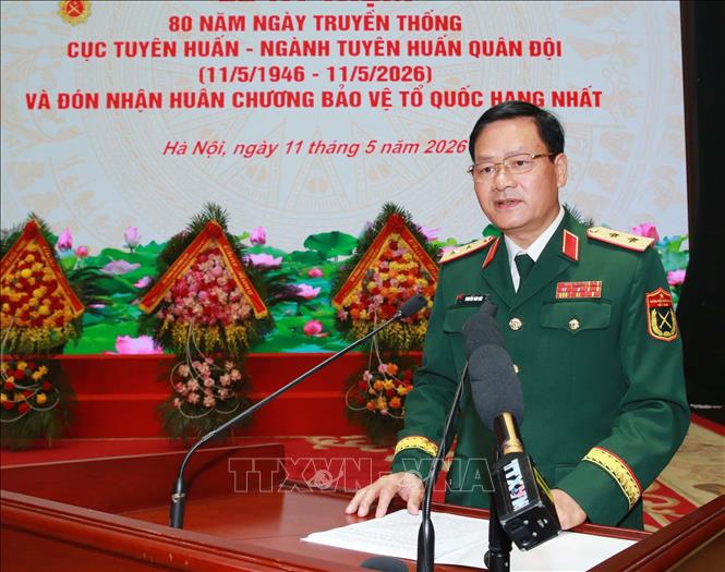 Trung tướng Nguyễn Văn Đức, Cục trưởng Cục Tuyên huấn phát biểu. Ảnh: Trọng Đức - TTXVN