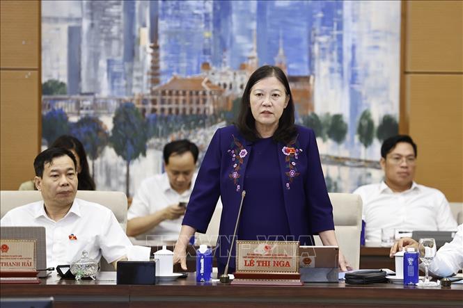 Chủ nhiệm Ủy ban Dân nguyện và Giám sát của Quốc hội Lê Thị Nga phát biểu. Ảnh: Doãn Tấn - TTXVN