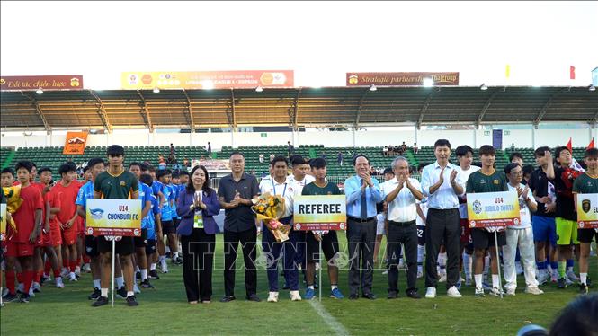 Quang cảnh Lễ khai mạc Festival Bóng đá U14 quốc tế Gia Lai 2026. Ảnh: Hồng Điệp - TTXVN