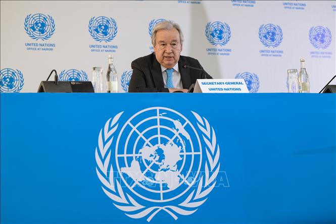 Tổng Thư ký Liên hợp quốc (LHQ) António Guterres phát biểu trong cuộc họp báo tại văn phòng LHQ ở thủ đô Nairobi (Kenya), ngày 11/5/2026. Ảnh: THX/TTXVN