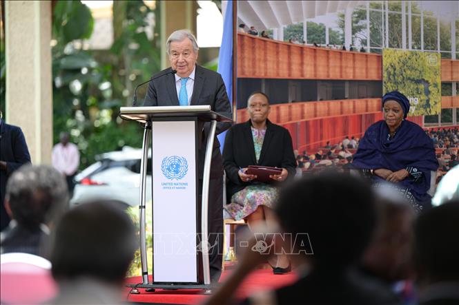 Tổng Thư ký Liên hợp quốc (LHQ) António Guterres phát biểu tại lễ khởi công dự án mở rộng khu phức hợp LHQ ở thủ đô Nairobi (Kenya), ngày 11/5/2026. Ảnh: THX/TTXVN