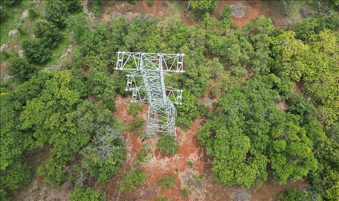 Hơn 70 trụ điện 110kV được xây dựng nhiều năm nay nhưng chưa được kéo dây điện cao áp. Ảnh: Đậu Tất Thành – TTXVN