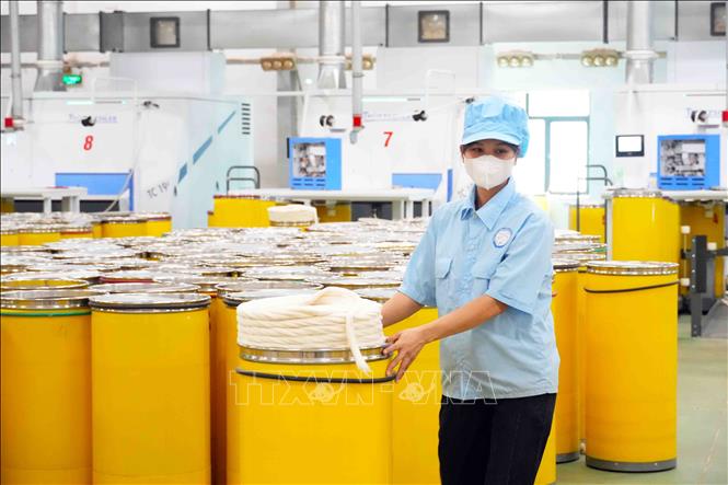 Công nhân làm việc trong một nhà máy tại Cụm Công nghiệp Nam Hồng (phường Nam Hồng Lĩnh). Ảnh: Hữu Quyết – TTXVN