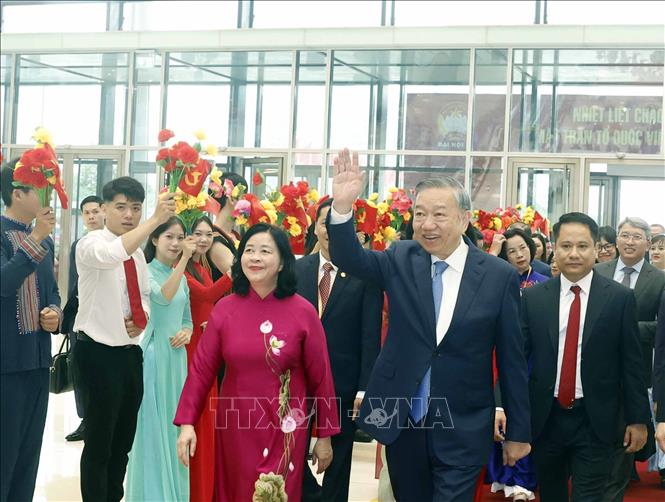 Tổng Bí thư, Chủ tịch nước Tô Lâm đến dự khai mạc Đại hội đại biểu toàn quốc MTTQ Việt Nam lần thứ XI. Ảnh: Thống Nhất – TTXVN