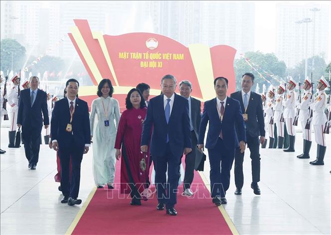 Tổng Bí thư, Chủ tịch nước Tô Lâm đến dự khai mạc Đại hội đại biểu toàn quốc MTTQ Việt Nam lần thứ XI. Ảnh: Thống Nhất – TTXVN