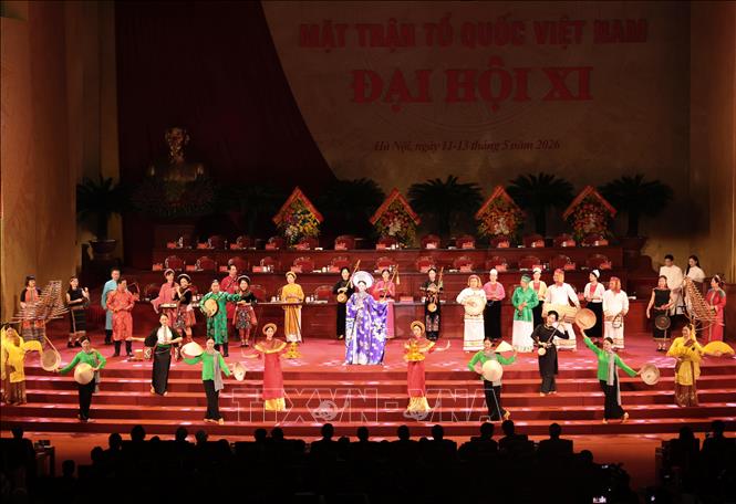 Chương trình văn nghệ chào mừng Đại hội. Ảnh: Lâm Khánh - TTXVN