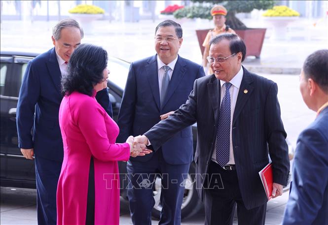 Các đại biểu đến dự phiên khai mạc trọng thể Đại hội XI Mặt trận Tổ quốc Việt Nam. Ảnh: Văn Điệp - TTXVN