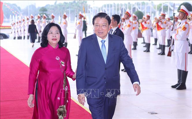 Các đại biểu đến dự phiên khai mạc trọng thể Đại hội XI Mặt trận Tổ quốc Việt Nam. Ảnh: Văn Điệp - TTXVN
