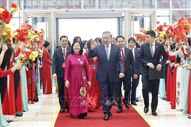 Tổng Bí thư, Chủ tịch nước Tô Lâm đến dự phiên khai mạc trọng thể Đại hội đại biểu Mặt trận Tổ quốc Việt Nam lần thứ XI. Ảnh: Doãn Tấn  – TTXVN