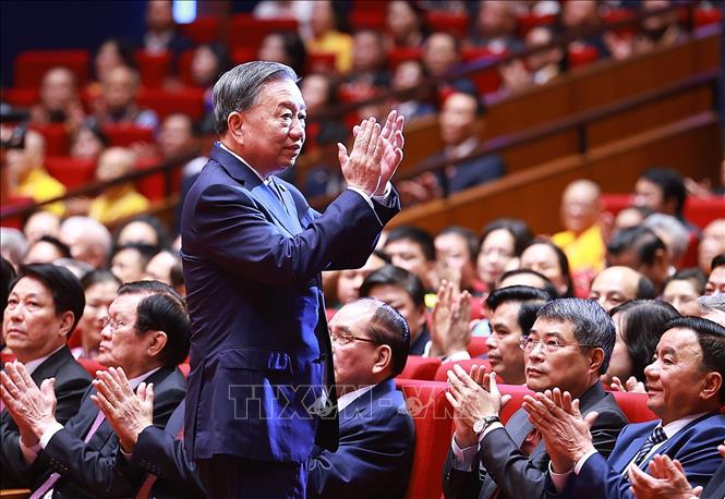 Tổng Bí thư, Chủ tịch nước Tô Lâm dự phiên khai mạc trọng thể Đại hội đại biểu Mặt trận Tổ quốc Việt Nam lần thứ XI. Ảnh: Dương Giang  – TTXVN
