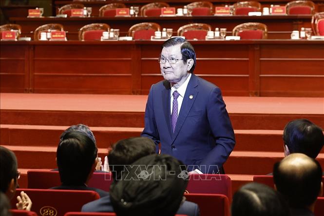 Nguyên Chủ tịch nước Trương Tấn Sang dự phiên khai mạc trọng thể Đại hội đại biểu Mặt trận Tổ quốc Việt Nam lần thứ XI. Ảnh: Doãn Tấn – TTXVN
