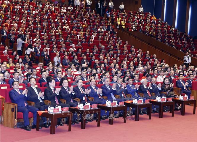 Các đại biểu tham dự phiên khai mạc trọng thể Đại hội đại biểu Mặt trận Tổ quốc Việt Nam lần thứ XI. Ảnh: Thống Nhất - TTXVN