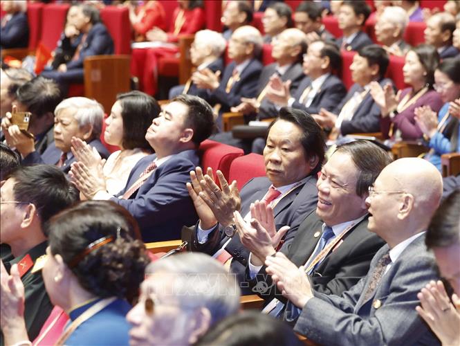 Các đại biểu tham dự phiên khai mạc trọng thể Đại hội đại biểu Mặt trận Tổ quốc Việt Nam lần thứ XI. Ảnh: Thống Nhất – TTXVN