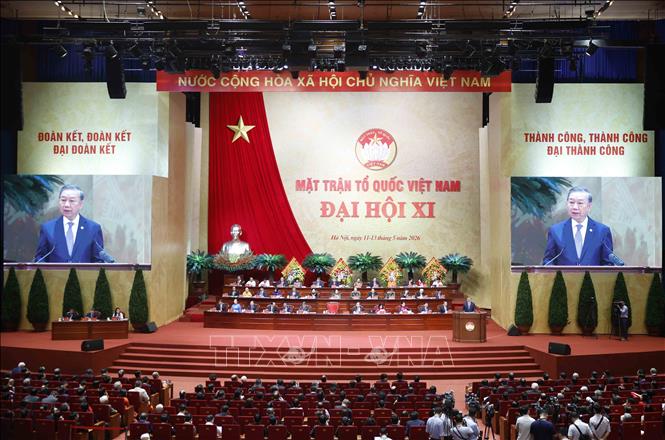 Tổng Bí thư, Chủ tịch nước Tô Lâm phát biểu chỉ đạo Đại hội đại biểu Mặt trận Tổ quốc Việt Nam lần thứ XI. Ảnh: Thống Nhất – TTXVN