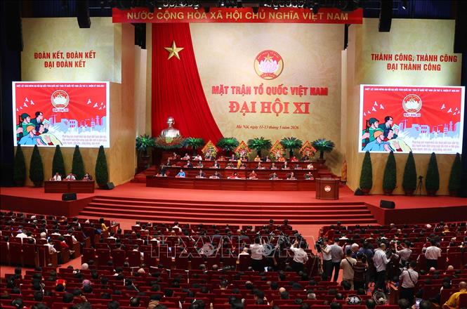 Phiên tham luận Đại hội đại biểu toàn quốc Mặt trận Tổ quốc Việt Nam lần thứ XI, nhiệm kỳ 2026-2031. Ảnh: Văn Điệp – TTXVN