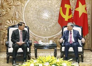 Tổng Bí thư, Chủ tịch nước Tô Lâm tiếp Bí thư Thành ủy, Chủ tịch Hội đồng nhân dân Thủ đô Viêng Chăn (Lào)