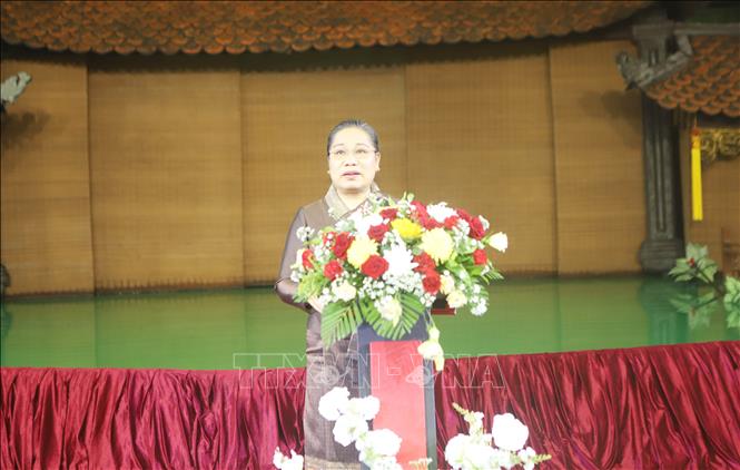 Bộ trưởng Bộ Văn hóa và du lịch Lào Suonsavan Vinhaket phát biểu tại Lễ khai mạc Tuần Văn hóa Việt Nam tại Lào năm 2026. Ảnh: Xuân Tú - PV TTXVN tại Lào