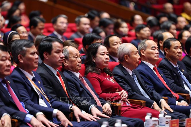 Bí thư Trung ương Đảng, Phó Chủ tịch nước Võ Thị Ánh Xuân dự Đại hội đại biểu Mặt trận Tổ quốc Việt Nam lần thứ XI. Ảnh: Minh Đức - TTXVN