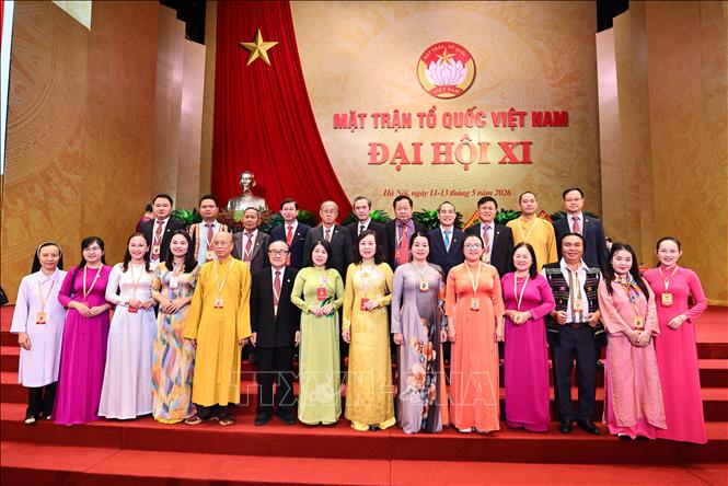 Các đại biểu tham dự phiên bế mạc Đại hội đại biểu Mặt trận Tổ quốc Việt Nam lần thứ XI. Ảnh: Minh Đức - TTXVN