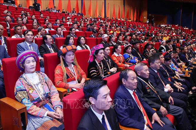 Các đại biểu dự phiên bế mạc Đại hội XI Mặt trận Tổ quốc Việt Nam. Ảnh: Văn Điệp - TTXVN