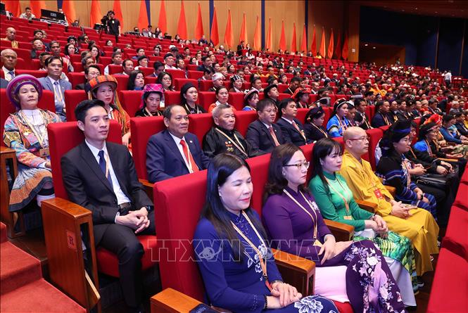 Các đại biểu dự phiên bế mạc Đại hội XI Mặt trận Tổ quốc Việt Nam. Ảnh: Văn Điệp - TTXVN
