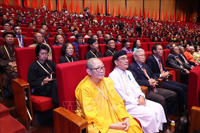 Các đại biểu dự phiên bế mạc Đại hội XI Mặt trận Tổ quốc Việt Nam. Ảnh: Văn Điệp - TTXVN