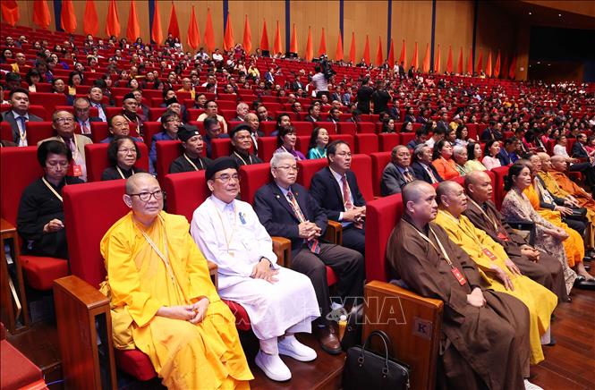 Các đại biểu dự phiên bế mạc Đại hội XI Mặt trận Tổ quốc Việt Nam. Ảnh: Văn Điệp - TTXVN
