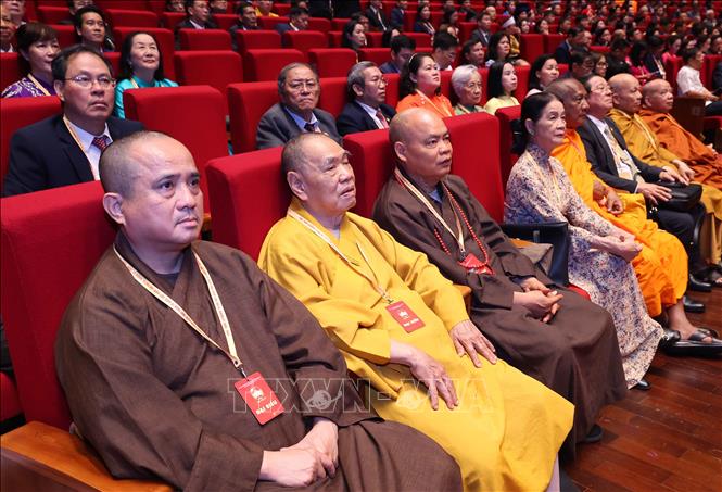 Các đại biểu dự phiên bế mạc Đại hội XI Mặt trận Tổ quốc Việt Nam. Ảnh: Văn Điệp - TTXVN