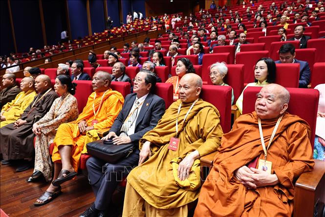 Các đại biểu tham dự phiên bế mạc Đại hội đại biểu Mặt trận Tổ quốc Việt Nam lần thứ XI. Ảnh: Minh Đức - TTXVN
