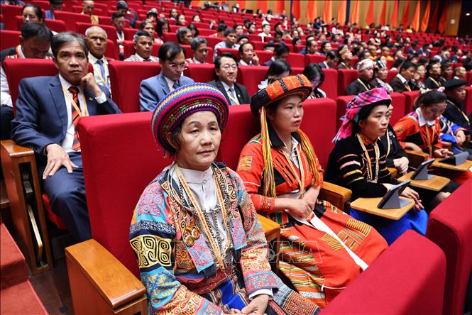 Các đại biểu tham dự phiên bế mạc Đại hội đại biểu Mặt trận Tổ quốc Việt Nam lần thứ XI. Ảnh: Minh Đức - TTXVN