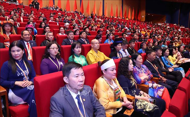 Các đại biểu dự phiên bế mạc Đại hội XI Mặt trận Tổ quốc Việt Nam. Ảnh: Văn Điệp - TTXVN