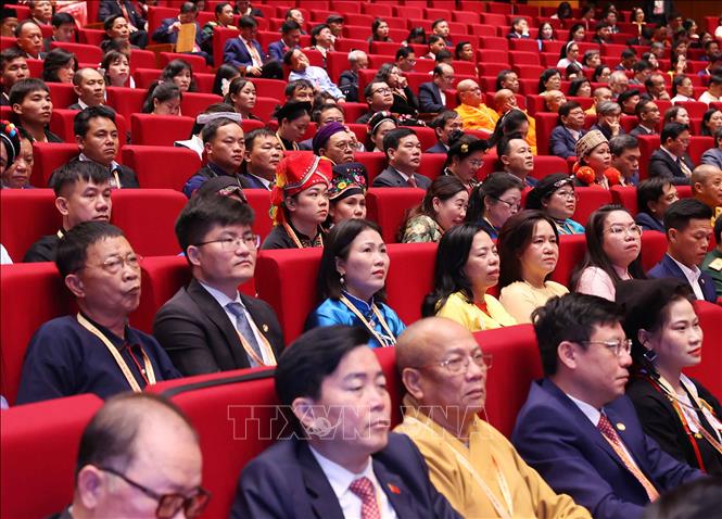 Các đại biểu dự phiên bế mạc Đại hội XI Mặt trận Tổ quốc Việt Nam. Ảnh: Văn Điệp - TTXVN