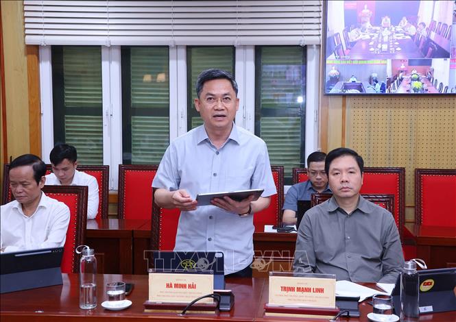 Đồng chí Hà Minh Hải, Phó trưởng Ban Tổ chức Trung ương, Phó trưởng Ban Thường trực Ban Chỉ đạo phát biểu. Ảnh: Văn Điệp - TTXVN