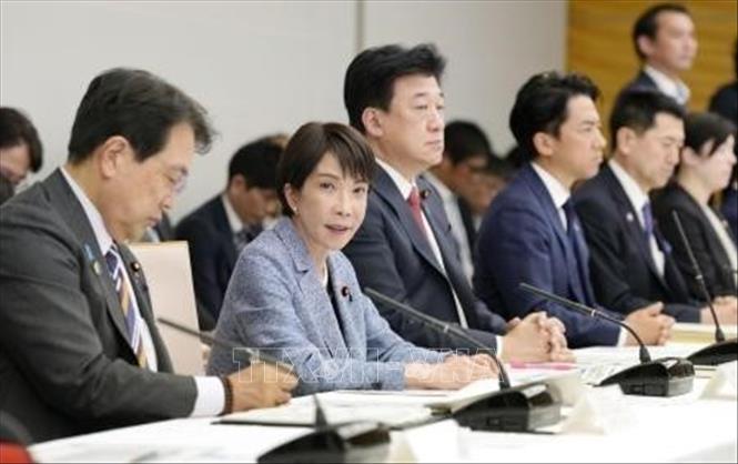 Thủ tướng Nhật Bản Sanae Takaichi phát biểu tại cuộc họp ở Tokyo. Ảnh: Kyodo/TTXVN