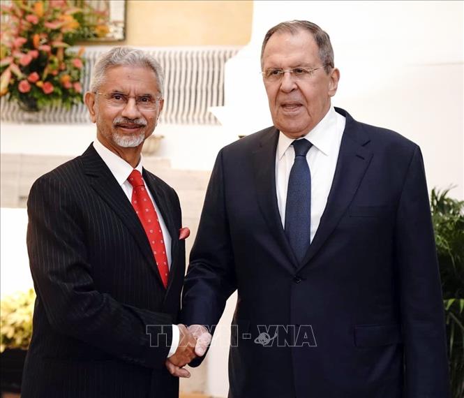 Ngoại trưởng Ấn Độ S. Jaishankar và Ngoại trưởng Nga Sergey Lavrov tại cuộc gặp ở New Delhi, ngày 13/5/2026. Ảnh: ANI/TTXVN
