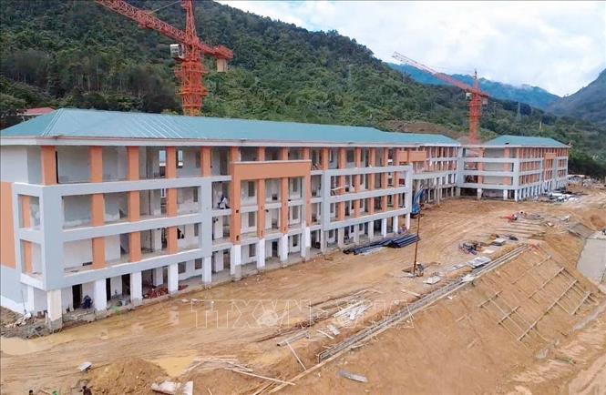 Khu vực giảng đường đã hoàn thiện phần thô. Ảnh: Quý Trung – TTXVN