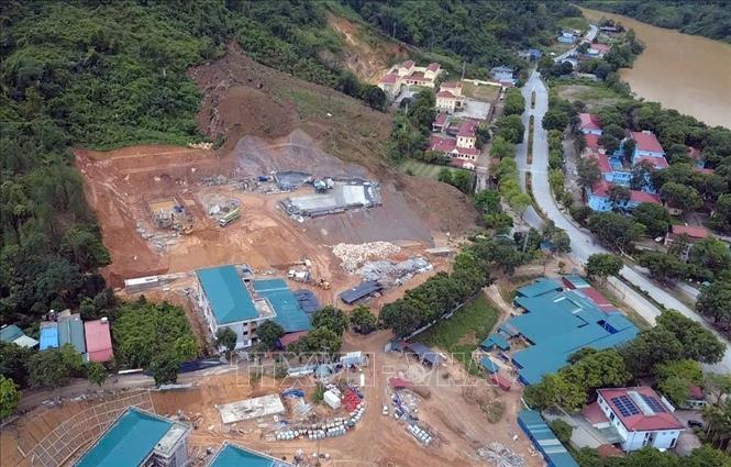 Toàn cảnh Dự án Trường Phổ thông nội trú liên cấp Tiểu học và Trung học cơ sở xã Phong Thổ (tỉnh Lai Châu). Ảnh: Quý Trung – TTXVN