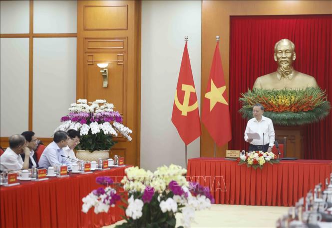 Tổng Bí thư, Chủ tịch nước Tô Lâm, Trưởng Ban Chỉ đạo phát biểu. Ảnh: Thống Nhất – TTXVN
